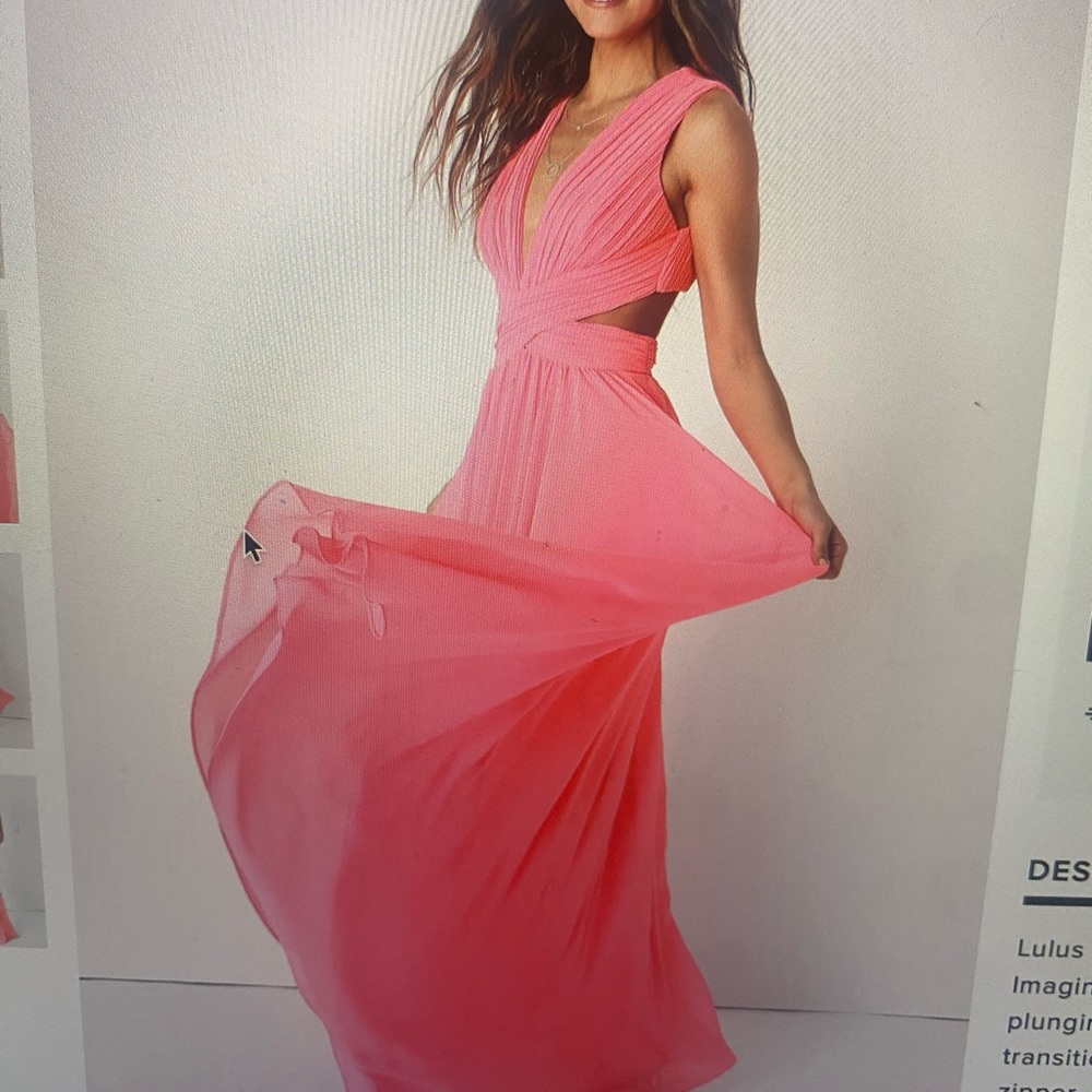 Beautiful Neon Pink Cutout maxi dress